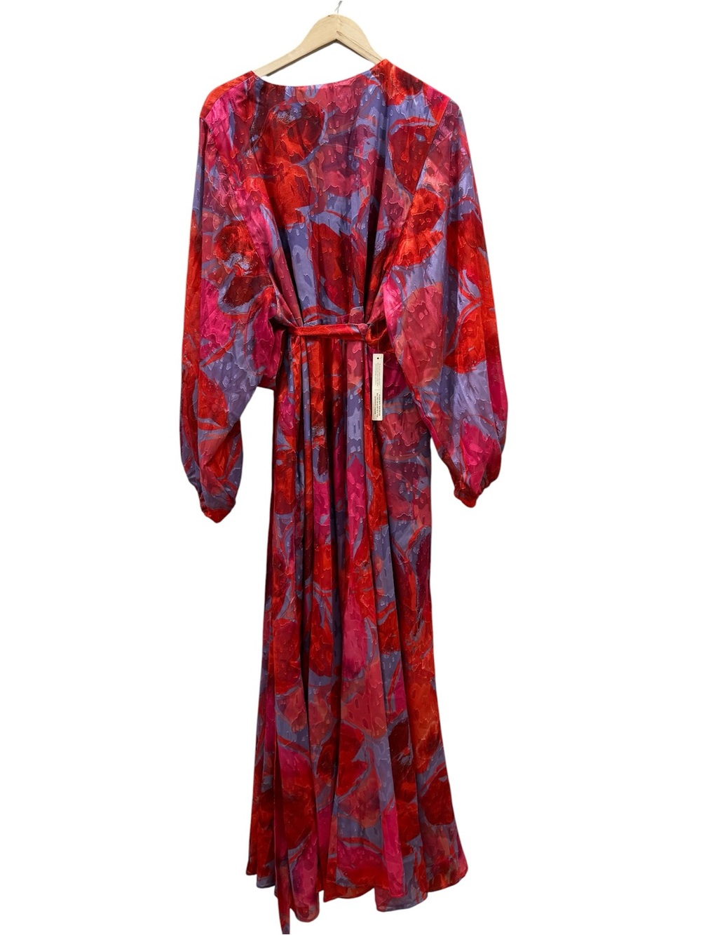 Hutch Pink and Lavender Floral Wrap Midi with Voluminous Sleeves - Picture 3 of 6
